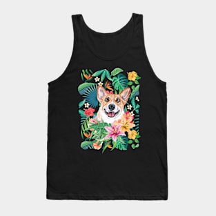 Tropical Red White Corgi 1 Tank Top